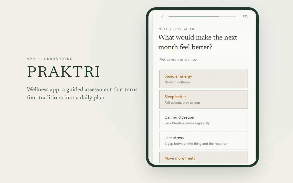 Screen from the Praktri app, designed by Klaros